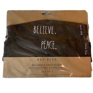 Rae Dunn Believe. Peace. Reusable Face Masks Set
